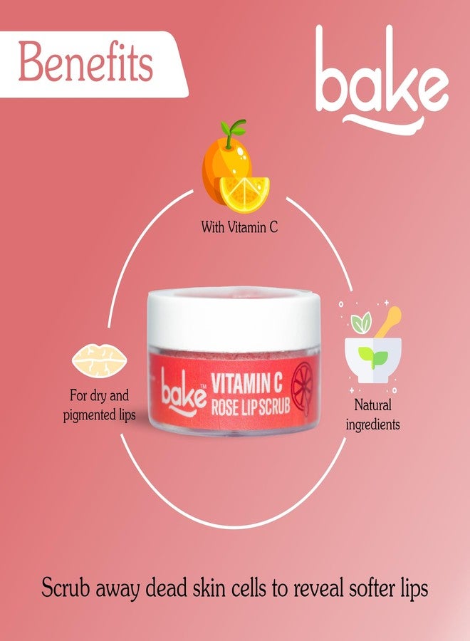 BAKE Vitamin C Rose Lip Scrub | Lip Lightening Scrub for Dark Lips Exfoliation | For Hyperpigmented Lips, Dehydrated Lips, Flaky Lips & Chapped Lips | For Men & Women | 25g (Rose) - Image 4